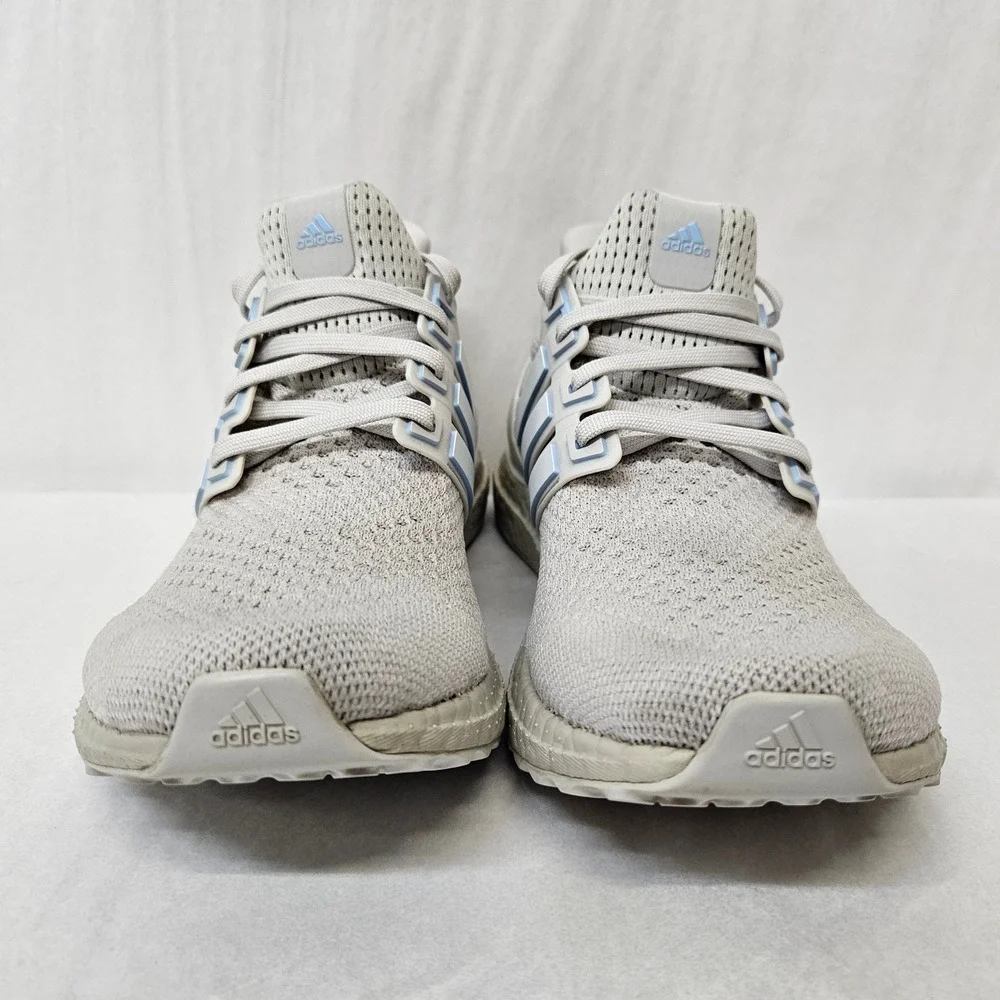 Adidas Ultraboost 1.0 Running Shoes JH9211 Grey White Glow Blue Womens Size 7.5